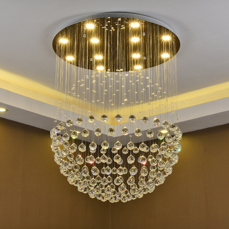 Đèn chùm pha lê K9 mâm tròn hiện đại cao cấp trang trí phòng khách LED 3 mầu TL-DC05-TR