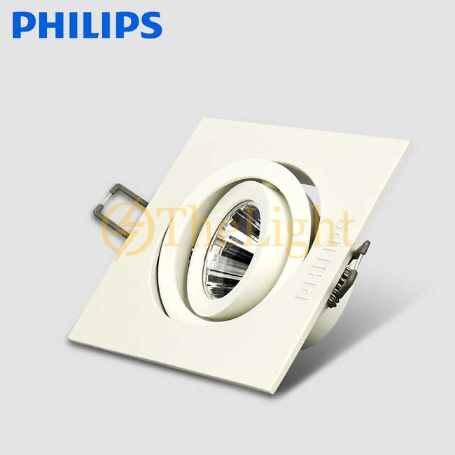 Đèn led chiếu điểm âm trần mặt vuông vỏ trắng 1 trục xoay góc GD022B LED8 6W Philips
