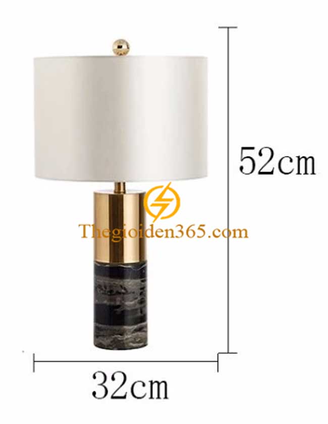 Đèn ngủ để bàn mạ đồng Stone Gold cao cấp cao 520cm - rộng 320cm TL-DN04