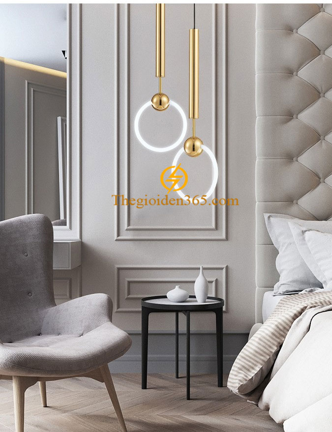Đèn thả Nordic thân inox mạ đồng vàng treo thả tab đầu giường phòng ngủ hiện đại D200 TL-PK286