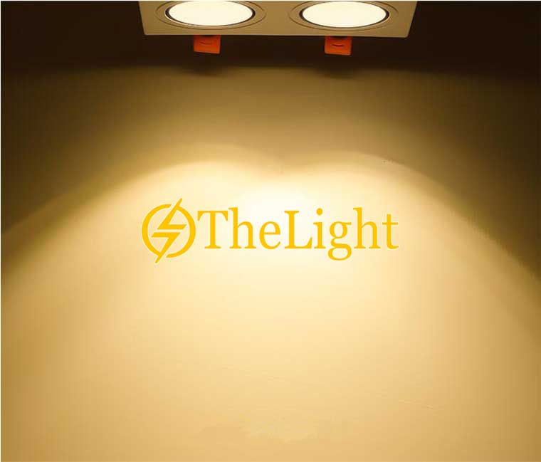 Đèn led âm trần cao cấp vuông đôi vỏ trắng viền đen 2x7w chip COB light