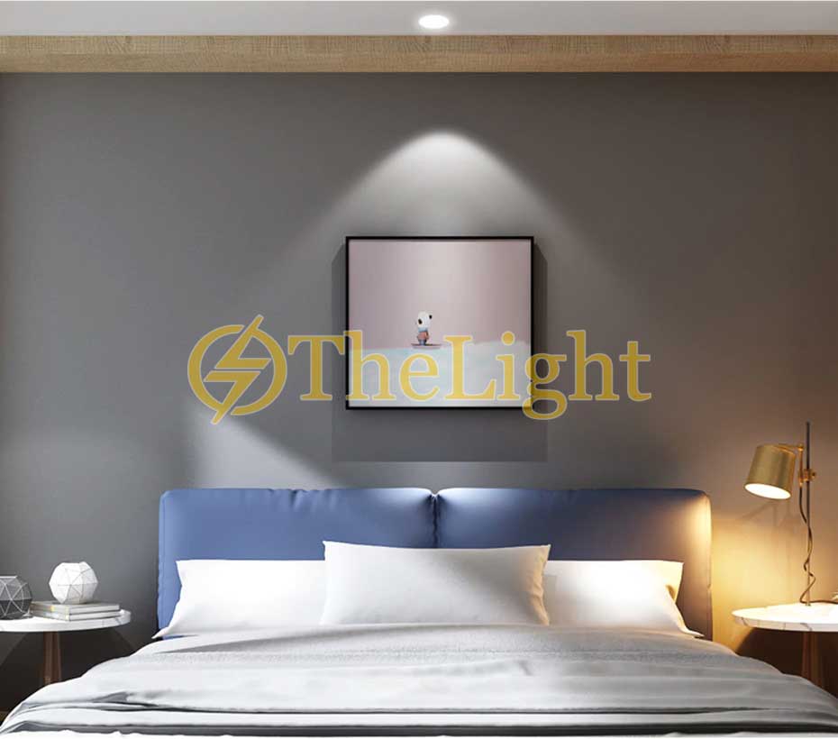 Đèn downlight tròn xoay góc LED âm trần COB 7w cao cấp rọi điểm phòng ngủ