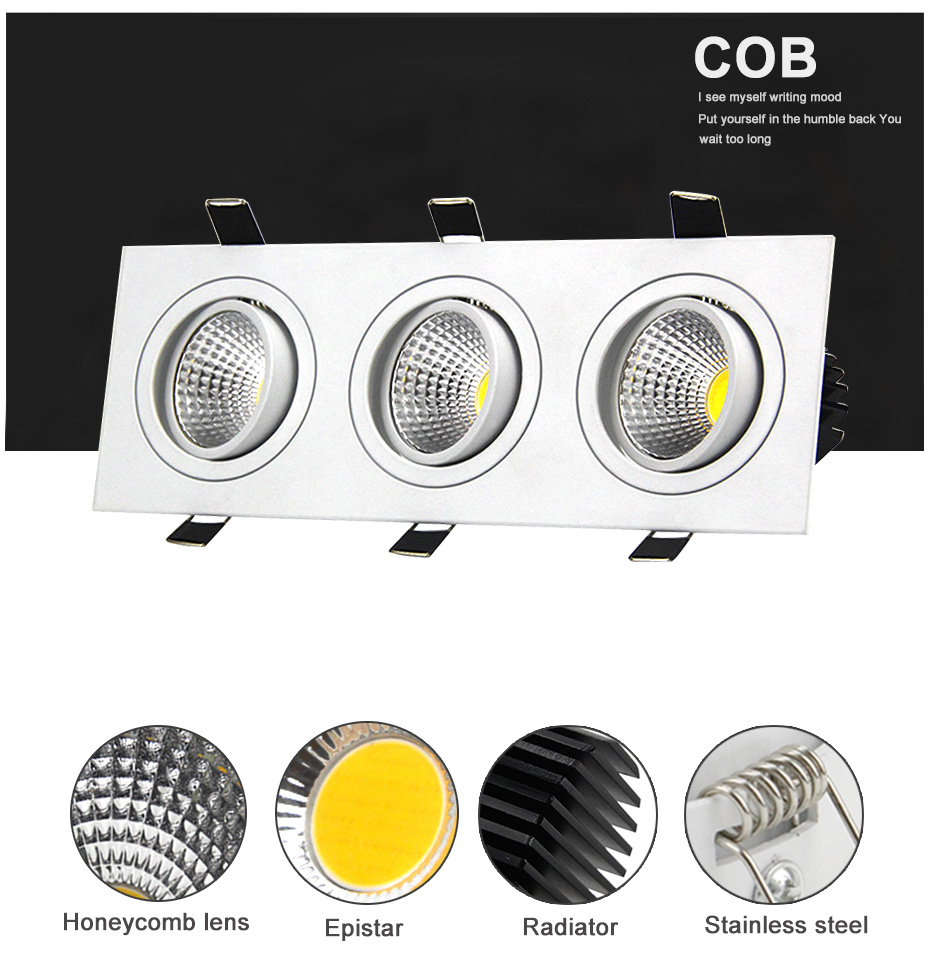 Đèn downlight 3 bóng âm trần LED COB