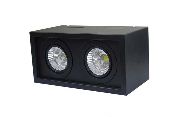 Đèn LED chiếu điểm ốp trần dạng hộp đôi spotlight 2x7w xoay góc TL-OBV-02 vỏ đen
