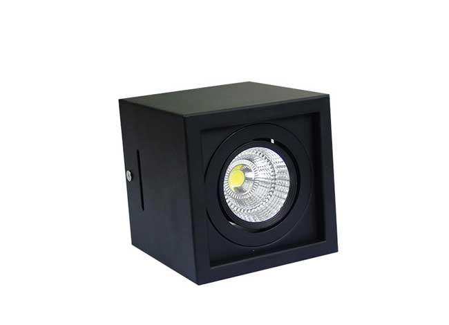 Đèn LED chiếu điểm ốp trần vuông spotlight LED COB 7w xoay góc 45 độ D100mm TL-OBV-01 vỏ đen