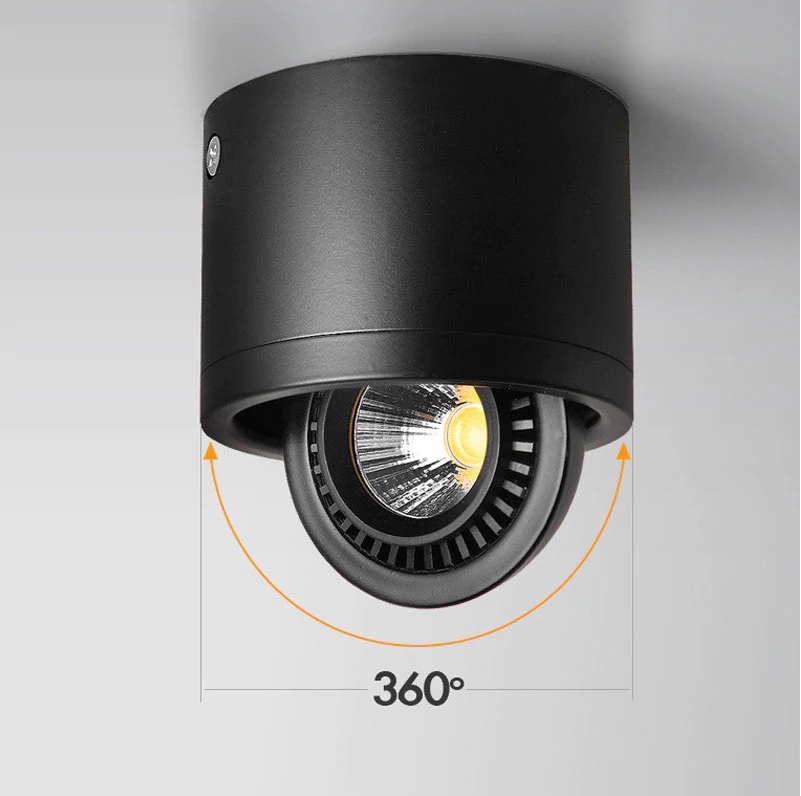 Đèn ống bơ LEB COB xoay góc 360 độ spotlight cao cấp vỏ đen