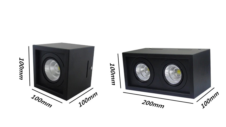 Đèn ốp trần hộp nổi đôi vuông spotlight LED COB 2x7w xoay góc TL-OBV-02-3