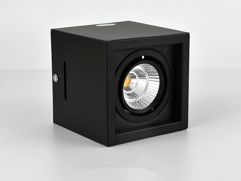 Đèn ốp trần hộp nổi vuông spotlight LED COB 7w xoay góc TL-OBV-01 vỏ đen