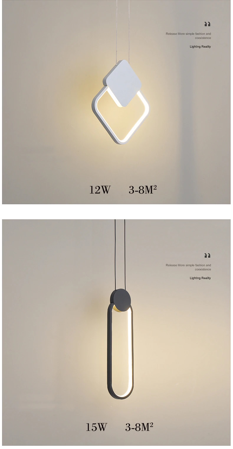 Đèn thả LED đầu giường Nordic hiện đại Bắc Âu trang trí phòng ngủ TL-DG-01F vuông trắng