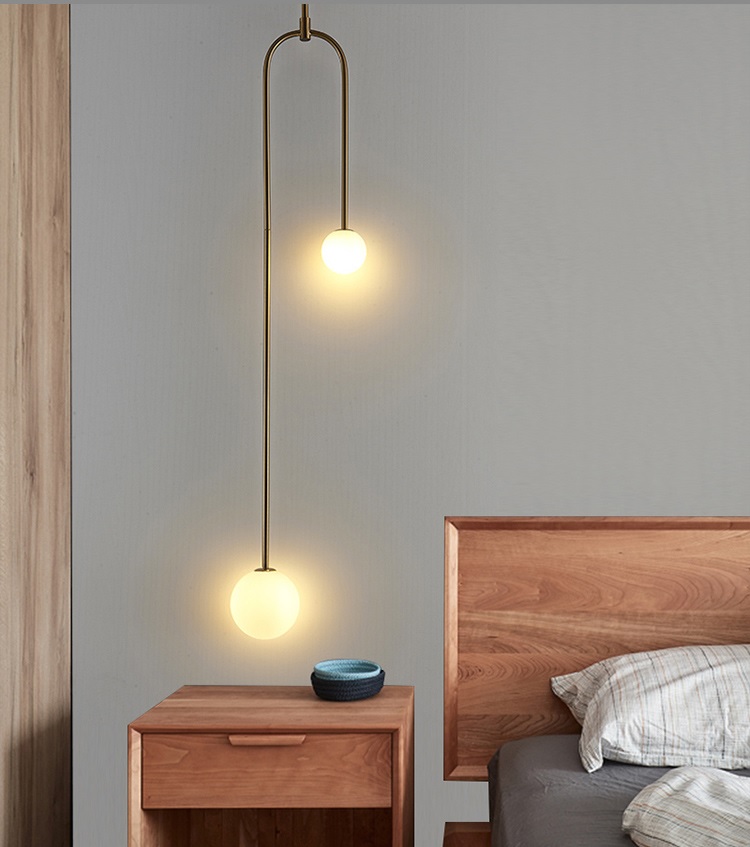 Đèn treo thả đầu giường hiện đại trang trí phòng ngủ 2 bóng LED cao cấp