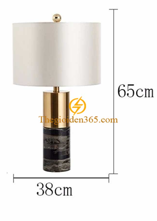 Đèn ngủ để bàn mạ đồng Stone Gold cao cấp cao 650cm - rộng 380cm TL-DN04