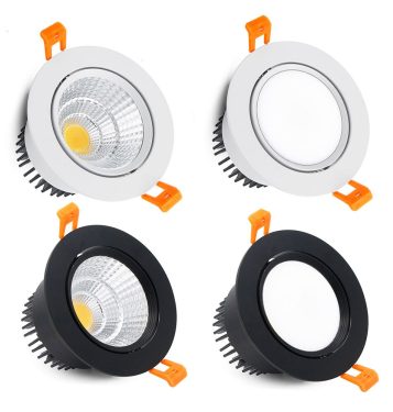 Đèn LED âm trần COB downlight 12w tròn xoay góc 45 độ lỗ khoét 90mm cao cấp TLV-ACOB-01