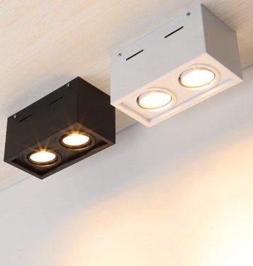 Đèn LED chiếu điểm ốp trần dạng hộp đôi spotlight 2x7w xoay góc TL-OBV-02