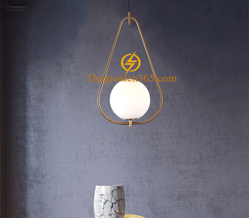 Đèn thả Nordic khung tam giác chao thủy tinh mờ D200 trang trí phòng khách TL-PK210-H1