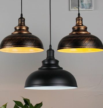 Đèn thả trang trí chao sắt đen, lòng trắng sơn tĩnh điện phong cách Châu Âu D300 TL-199DE-300