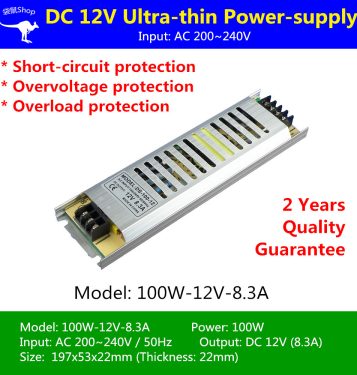 Nguồn LED dây 12v 100w 8.3A cao cấp TLD-12V-PW01