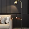 Đèn cây phòng khách LED chao thủy tinh có bàn gỗ phong cách Bắc Âu hiện đại TL-PA9021