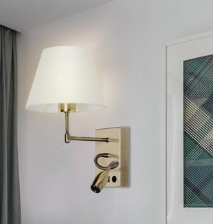 Đèn đọc sách đầu giường gắn tường LED E27 chỉnh góc chụp vải phong cách tối giản Bắc Âu hiện đại TL-DTL13