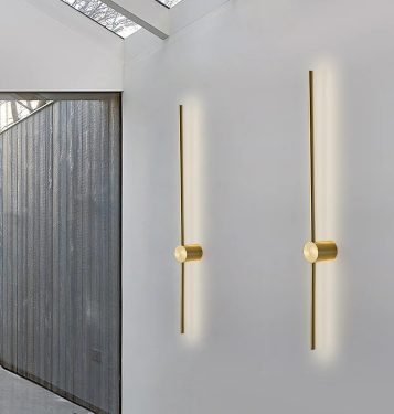 Đèn treo tường Nordic hiện đại hắt sáng trang trí phong cách Bắc Âu 80cm 10cm vỏ gold TL-DTT-N02